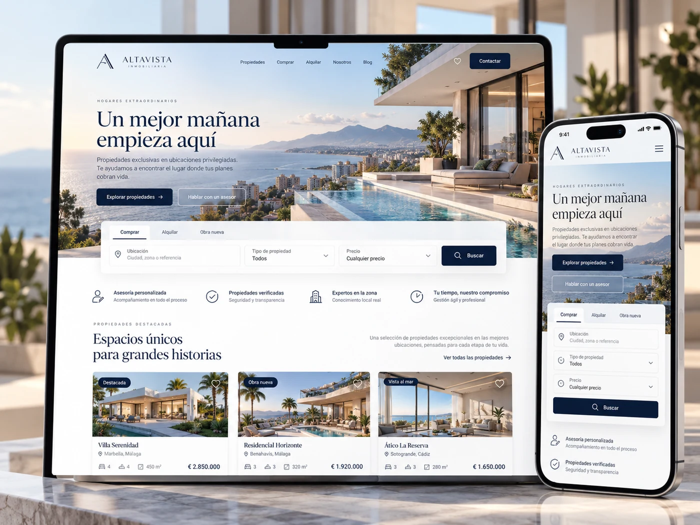 Ejemplo de página web para inmobiliaria